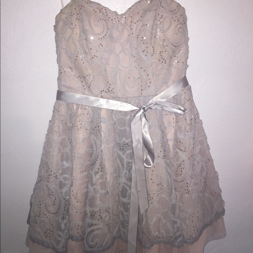 Pink and grey B. Smart Prom dress